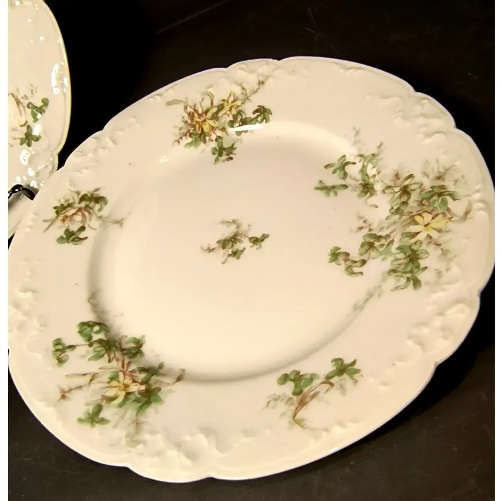 1905.  Salad Dessert Plate A. Lanternier Limoges France  Yellow Wild Flowers